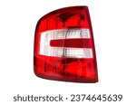 the rear car headlight is red isolated on a white backround