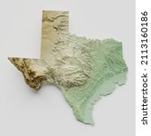 Small photo of Texas Topographic Relief Map - 3D Render