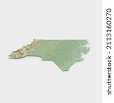 Small photo of North Carolina Topographic Relief Map - 3D Render