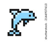 Dolphin Icon In Pixel Art...