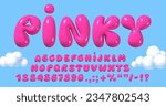 glossy 3d pink bubble font in...