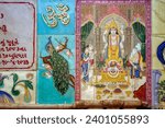 Small photo of 11 25 2008 Vintage Old ART-Painted in tiles Goad Godess-1937 Sri Ram Mandir Kon taluka Bhiwandi Distrikt Thana Maharashtra INDIA Asia.