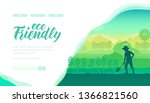 silhouette of farmer in straw... | Shutterstock .eps vector #1366821560
