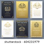 set of gold luxury flyer pages... | Shutterstock .eps vector #604231979