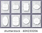 set of wedding card flyer pages ... | Shutterstock .eps vector #604233206