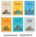 set of different cities for... | Shutterstock .eps vector #763878370