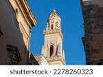 Bell tower of the cathedral of Lecce, Italy, in the square of the same name. Built between 1659 and 1670 by Giuseppe Zimbalo, with five floors and a total height of 70 m.