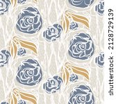  french blue floral linen... | Shutterstock .eps vector #2128729139