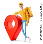 delivery guy in yellow uniform... | Shutterstock . vector #1726071250