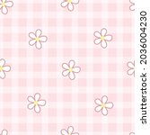 Plaid Pattern With Flowers Pink ...