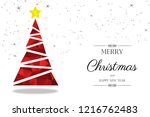 red christmas tree greeting... | Shutterstock . vector #1216762483