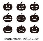 Halloween Pumpkins With Various ...