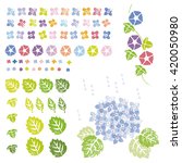 Flowers And Leaves In Stamp...