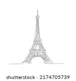 Continuous Line Art Of  Eiffel...