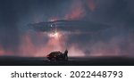 Alien Spaceship Looming In The...