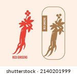 red ginseng logo graphic vector ... | Shutterstock .eps vector #2140201999