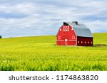 Red Barn In The Wheat Fields Of ...