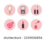 set of beauty icons in pink... | Shutterstock .eps vector #2104036856