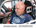 Small photo of Anderson, IN, USA - May 26, 2012: Race driver Chet Fillip prepares to compete in the Little 500 Sprint Car race at Anderson Speedway in Indiana.