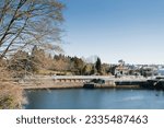 Small photo of Seattle, USA. 27 March 2022. View of the Hiram Chittenden Locks, or Ballard Lacks, a complex of looks at the west end of Salmon Bay. Washington's Lake Washington Ship Canal promenade