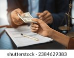 Male businessman offer cost of hundred dollars. Hands close up Venality, bribes, fraud concept hand give money - United States dollars, hand get paid by businessman
