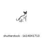 cartoon black cat drawing  cute ... | Shutterstock .eps vector #1614041713