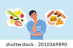 man choosing between healthy... | Shutterstock .eps vector #2010369890