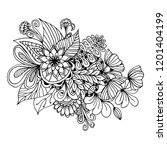 floral doodle illustration hand ... | Shutterstock .eps vector #1201404199