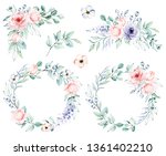 watercolor flower set   wreaths ... | Shutterstock . vector #1361402210