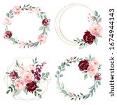 gold frames set  wreath border... | Shutterstock . vector #1674944143