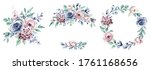 wreaths set  watercolor flowers ... | Shutterstock . vector #1761168656