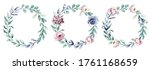wreaths set  watercolor flowers ... | Shutterstock . vector #1761168659