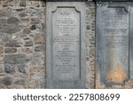 Small photo of EDINBURGH, SCOTLAND, UK - August 8, 2022: Wall mounted gravestone for Thomas Riddell in Greyfriars Kirkyard, inspiration for Tom Riddle, Voldemort, in the Harry Potter novels by JK Rowling