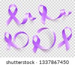 set of realistic purple ribbons ... | Shutterstock .eps vector #1337867450