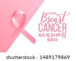 realistic pink ribbon over... | Shutterstock .eps vector #1489179869