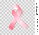 Realistic Pink Ribbon Over...