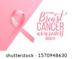 realistic pink ribbon over... | Shutterstock . vector #1570948630
