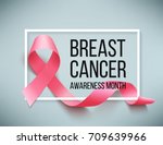 realistic pink ribbon  breast... | Shutterstock .eps vector #709639966