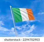 Flag on ireland flag pole and...