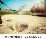 Golfer Hitting Out Of A Sand...