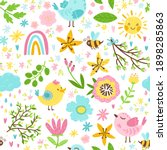 spring seamless pattern in... | Shutterstock .eps vector #1898285863