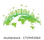 ecology concept with green city ... | Shutterstock .eps vector #1719451063