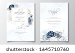 navy blue floral wedding... | Shutterstock .eps vector #1645710760