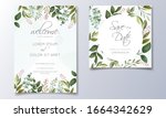 set of cards with floral... | Shutterstock .eps vector #1664342629