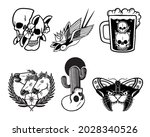 black white oldschool tattoo... | Shutterstock .eps vector #2028340526