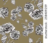 rose flowers seamless pattern... | Shutterstock . vector #258409259