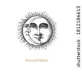 sun and moon  hand drawn in... | Shutterstock .eps vector #1812186613
