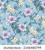 All Over Vector Flowers Pattern ...