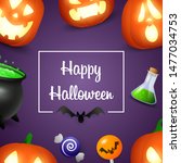 happy halloween lettering with... | Shutterstock .eps vector #1477034753