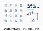 Higher education line icon set. Owl, graduation cap, diploma. Studying concept. Can be used for topics like college, honor degree, learning